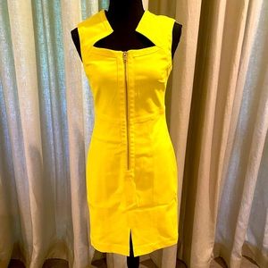yigal azrouel yellow midi dress size 6